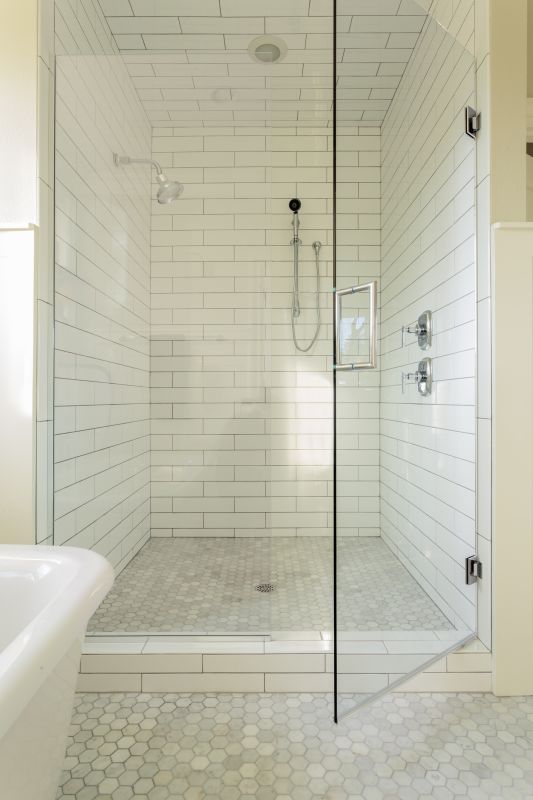Tile Shower with Glass Doors